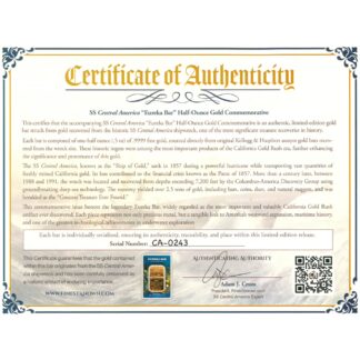 SS Central America “Eureka Bar” Half-Ounce Gold Commemorative NFT